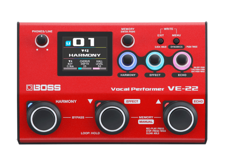 BOSS VE-22 Vocal Performer | Processador Multiefeitos para Voz e Preamp de Microfone Profissional